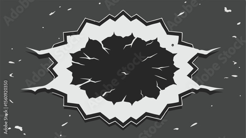 Abstract burst effect graphic illustration with shattered details on a transparent background