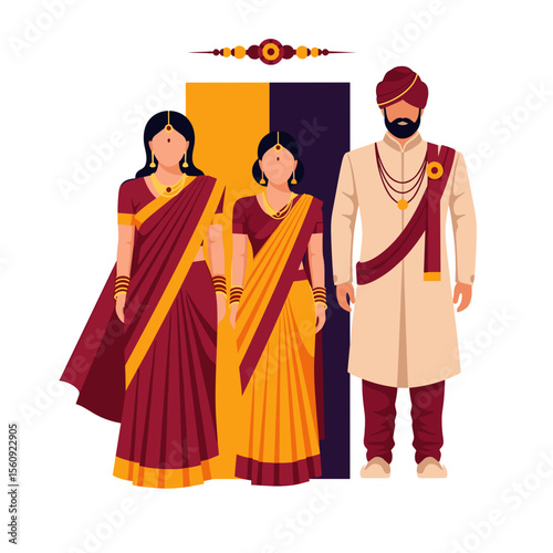 Ethnic Indian Outfits for Rakhi Day Celebration with Traditional Attire for Cultural Events, Festive Occasions, Websites, Blogs, and Social Media Posts