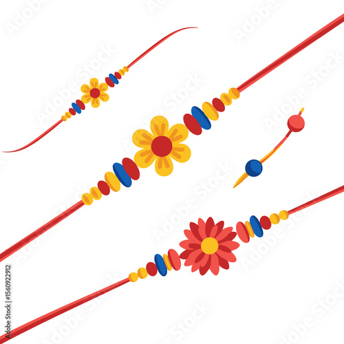 Colorful Rakhi Bracelet Designs on White Background for Festive Occasions, Cultural Celebrations, Handmade Gifts, and Social Media Posts