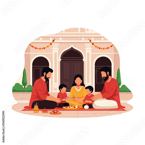 Family Reunion Celebration during Raksha Bandhan with Traditional Sweets and Rituals for Cultural Blogs, Family Websites, Festival Education, and Social Media Sharing