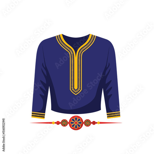 Traditional Indian outfit with blue colors and decorative embroidery for cultural representation
