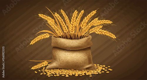 Sack of Wheat with Golden Grains 