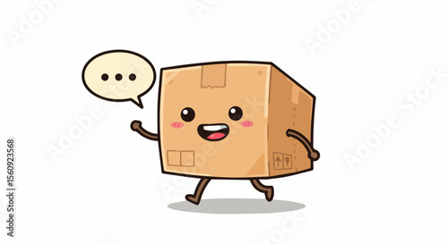 Happy Cartoon Cardboard Box Walking