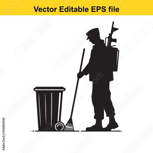 Stylized Black and White Illustration of a Trash Can with Lid and Handle Emphasizing Graphic Design and Clean Lines for Waste Management or Environmental Themes