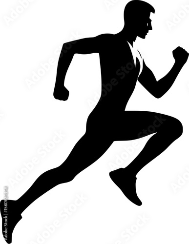 Silhouette of a person jogging in dynamic running posture, energetic and minimal