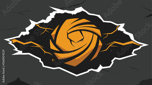 Abstract graphic illustration of a stylized burst with shattered effect on transparency