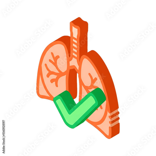 Healthy lungs with a green check mark symbolizing good respiratory health.