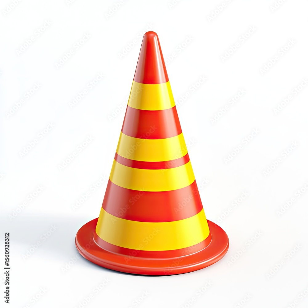 Road cone on white background for safety Road cone on white background for safety