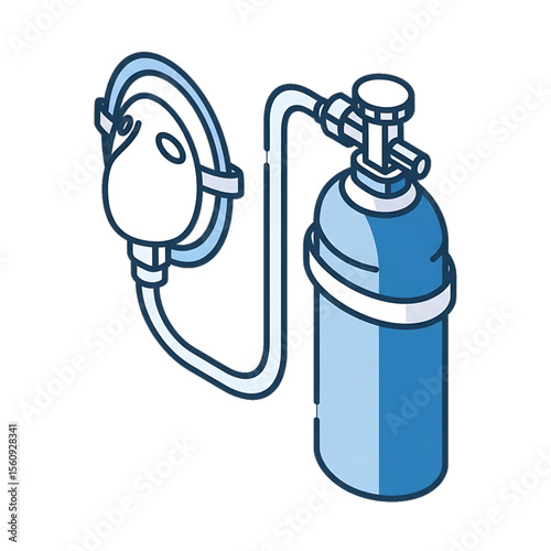 Manual resuscitator and oxygen cylinder.