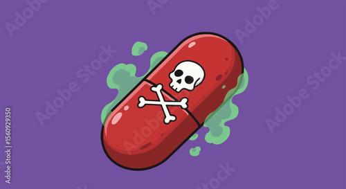 Toxic Pill with Skull Symbol