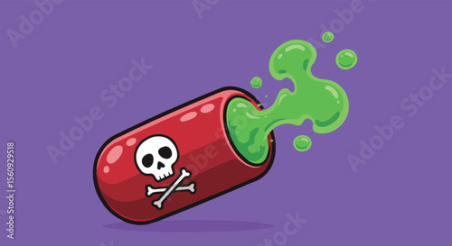 Toxic Pill with Skull Symbol