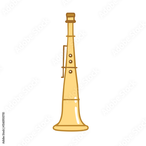 A minimalist illustration of a horn-shaped musical instrument
