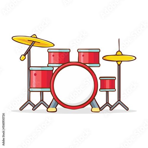 A vibrant illustration of a complete drum set ready to make some noise