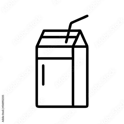 Juice box with straw in minimalist line art style  