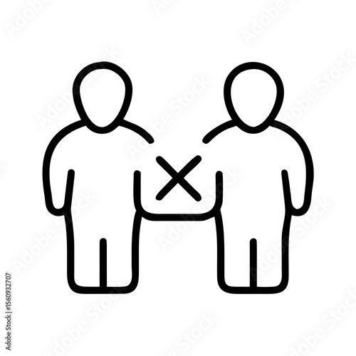 Two people with crossed hands indicating rejection or disagreement  