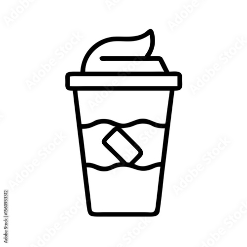 Clear cup with whipped cream and straw displaying chocolate wafer  
