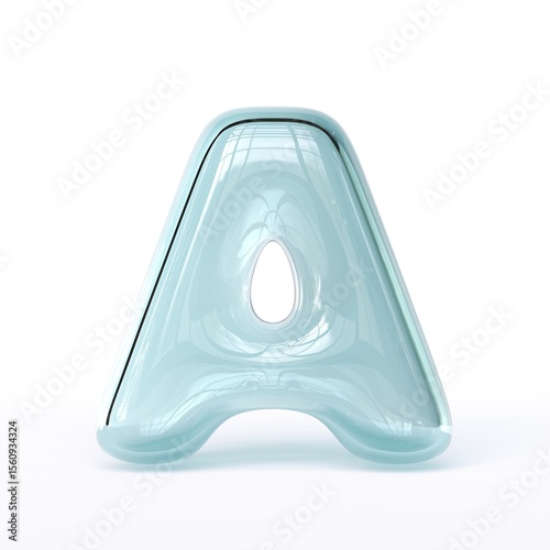 Blue glass font Letter A 3D