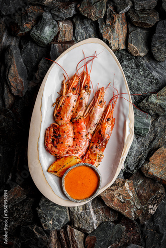 Grilled Shrimp on stones
