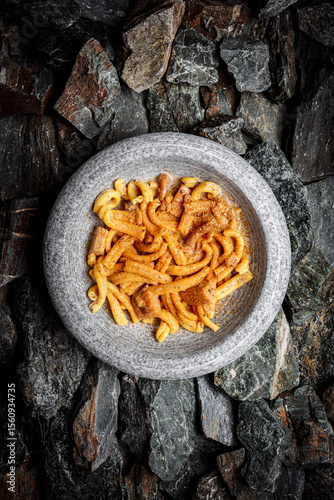 Mushroom Pasta on stones