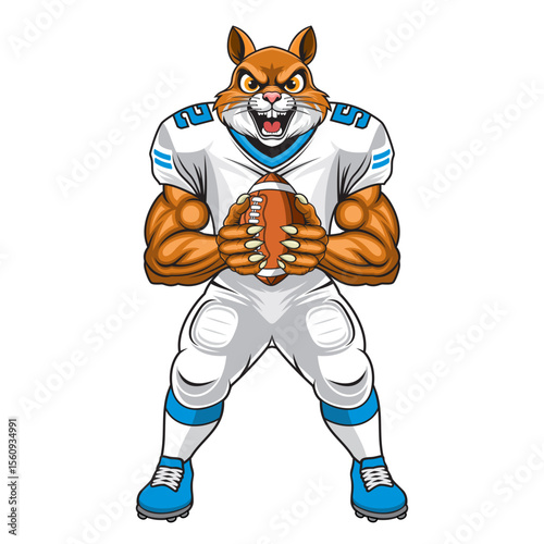 american football mascot squirrel vector illustration rugby squirrel design