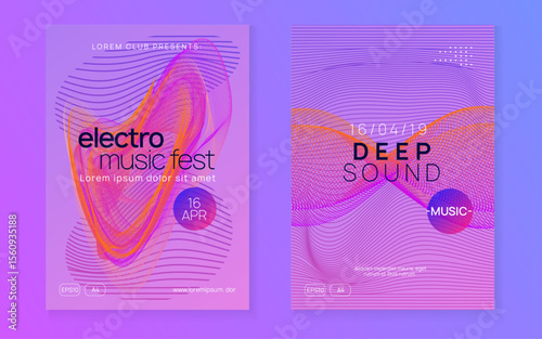 Party Flyer. Edm Concert Element. Nightclub Audio Illustration. Dance Set. Green Night Club Event. Violet Music Banner. Trance Cover. Blue Party Flyer