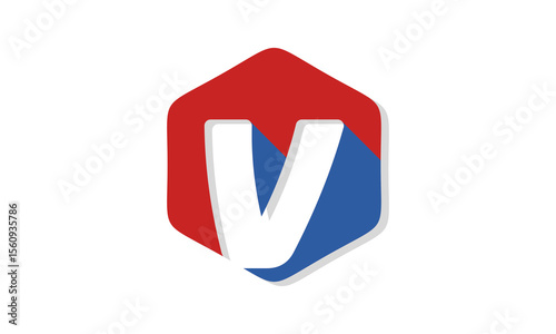 Letter v alphabet in polygon design vector
