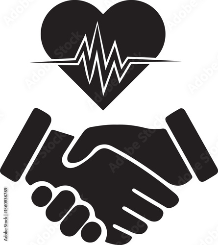 Heart Rate Monitoring Handshake Icon Healthcare Partnership