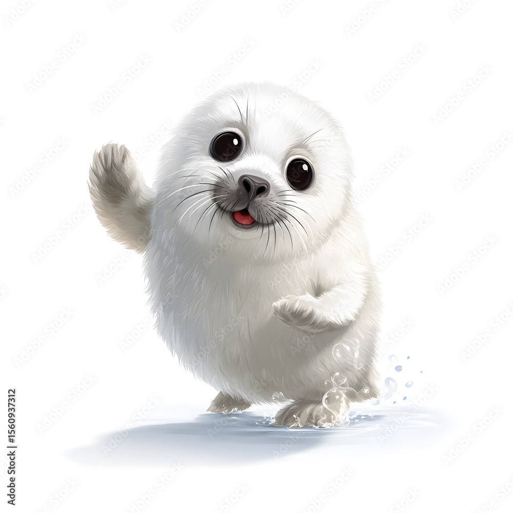 Obraz premium A cute seal pup waves hello