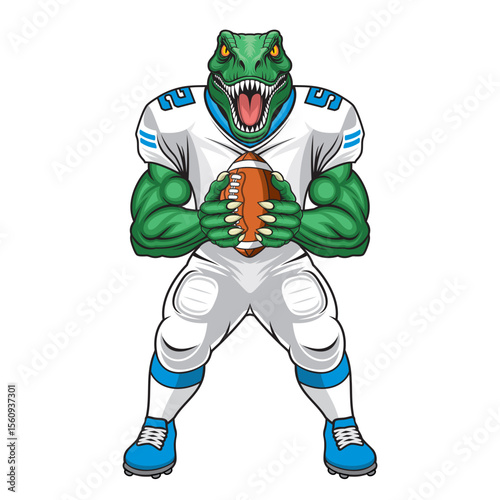 american football mascot dinosaur vector illustration rugby dinosaur design