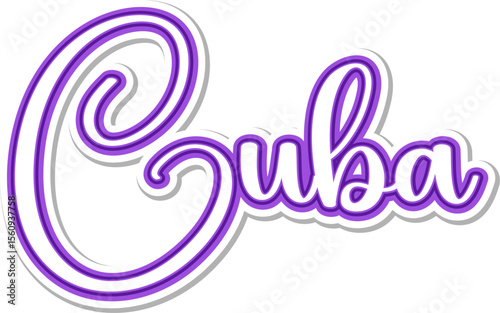 Cuba - 3D Text in Calligraphy on white background