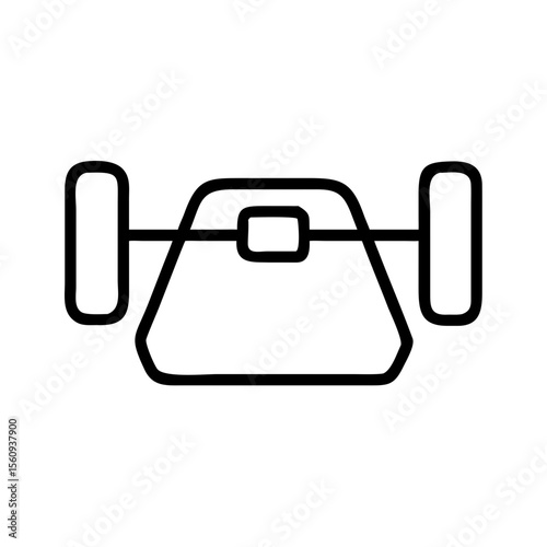 Weight plate with handles in minimal line art style on white background  