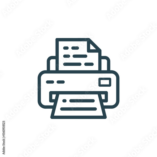 Modern outline icon of a printer with paper output and input