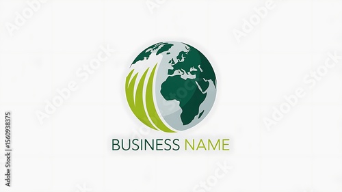 A green and white globe logo with stylized leaves and the words business name below it