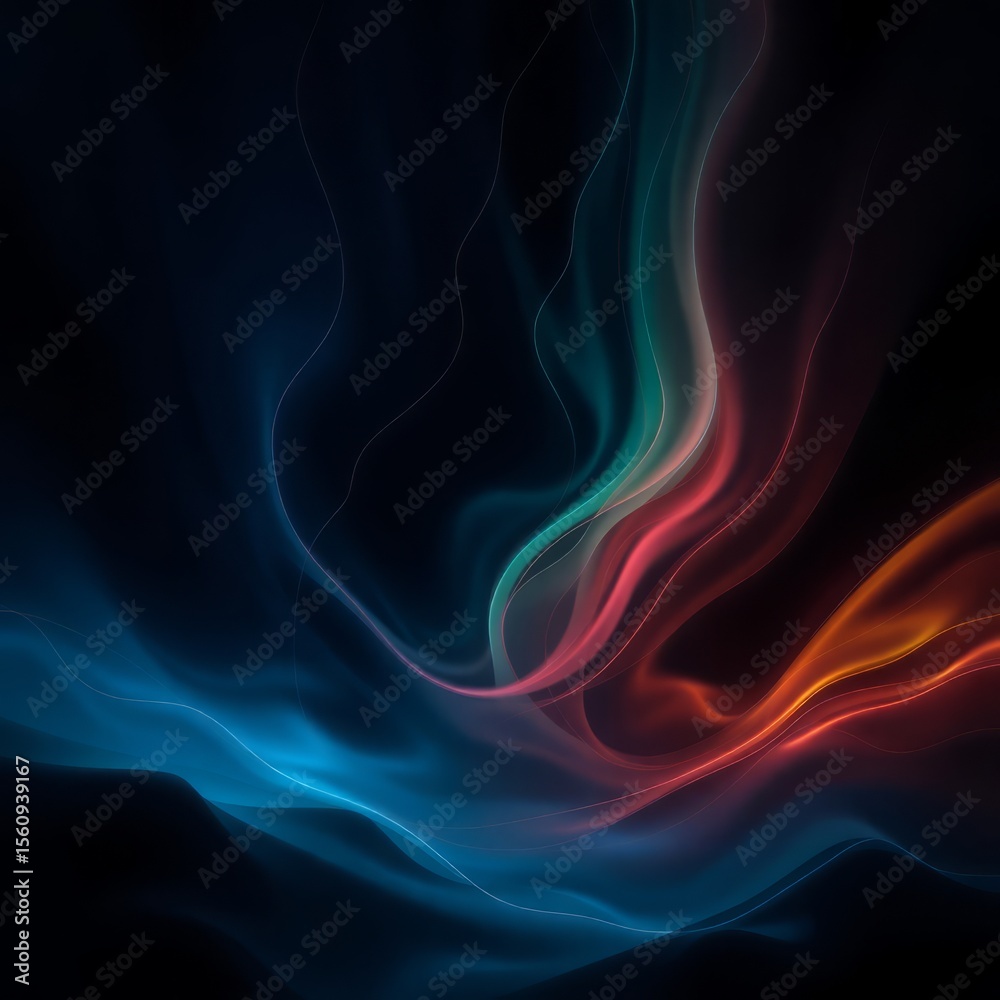 Fototapeta premium Mystic Smoke Abstract: A captivating and otherworldly depiction of swirling colored smoke, illuminated against a dark backdrop. Evoking an atmosphere of mystery, energy, and the ethereal.