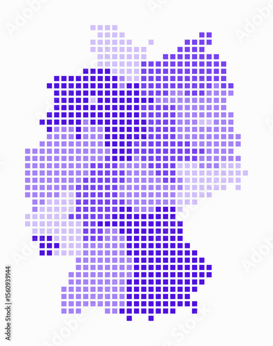 Germany dotted map. Digital style map of the country on white background. Germany shape with square dots. Colored dots style. Large size squares. Trending vector illustration.