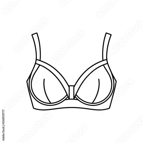 Simple line drawing of a women s bra with straps and cups