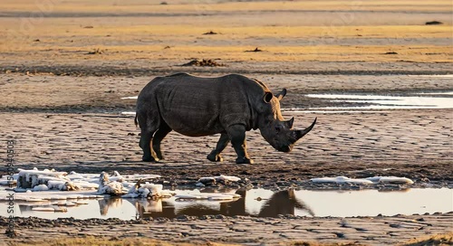 Rhino walking slowly 