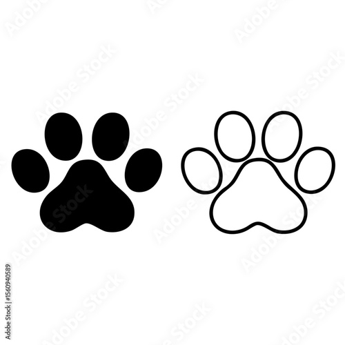 シンプルな動物の肉球の線画とベクター イラスト