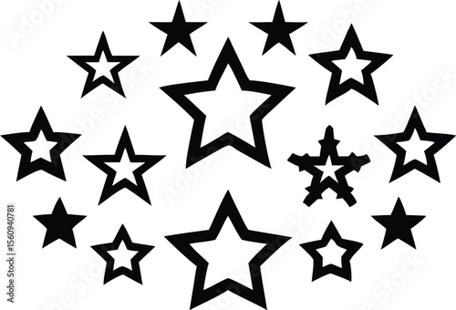 Unique Snowflake-Inspired Star Among Black Star Pattern – Geometric Design Illustration vector