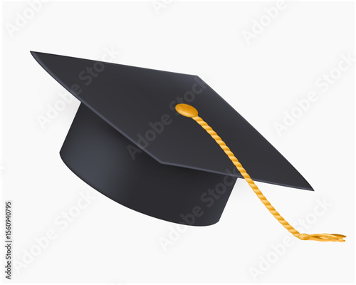 Single Black Graduation Cap with Gold Tassel