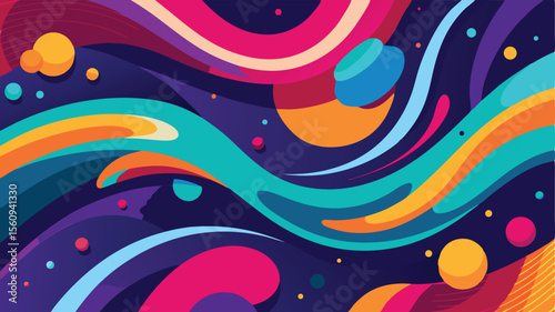 Abstract colorful wavy background design with dynamic shapes and smooth curves