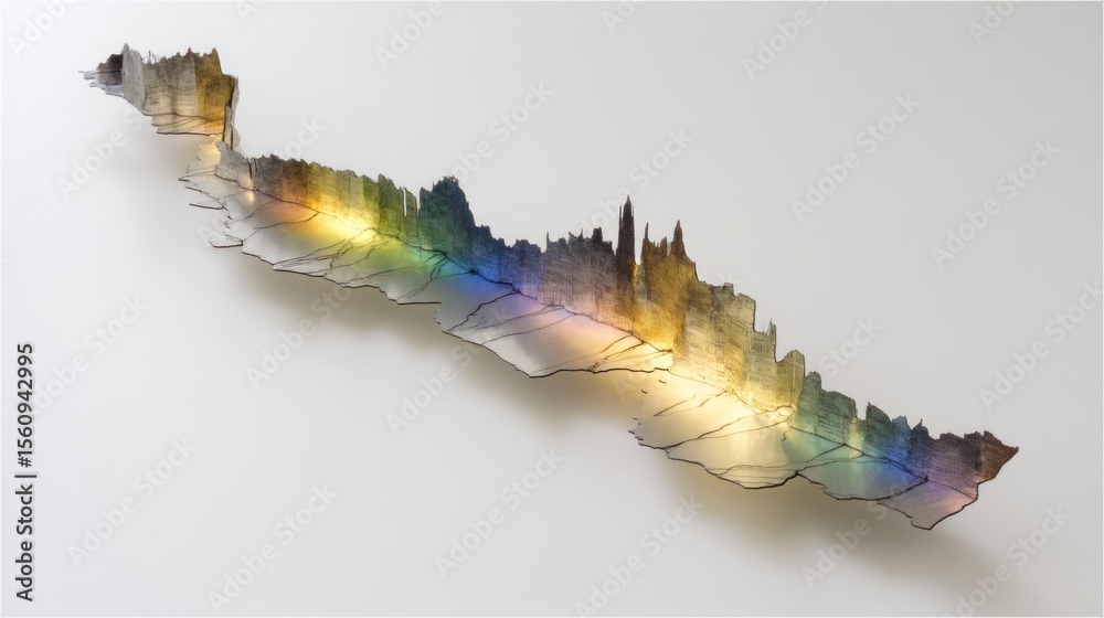 Naklejka premium Illuminated Cityscape: A Rainbow-Hued Architectural Masterpiece