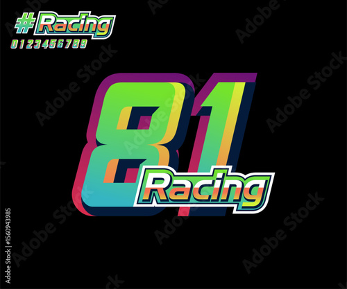 Automotive and sports number 81 racing effect vector template