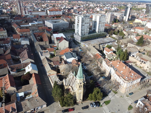 Aerial view of a small town in Serbia. Panchevo. Western Europe
