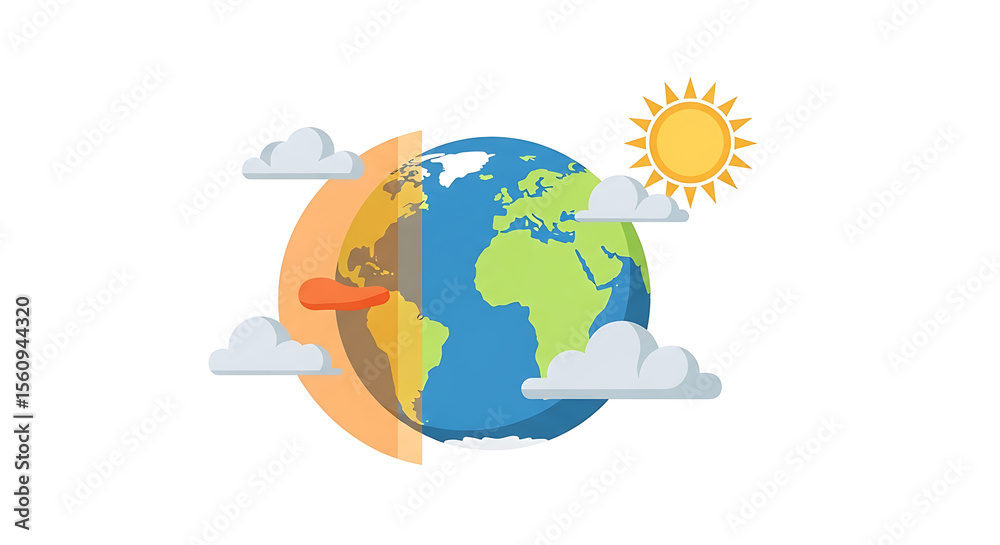 Naklejka premium Climate Change A Divided World, A Shared Future