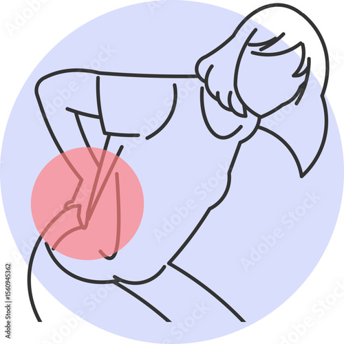 Young Woman with Back Pain Sitting and Expressing Discomfort