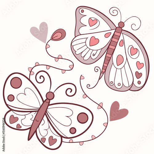 SVG art: A Happy Butterflies in a Valentine vibe with wrapped in fairy lights, tinted with Valentine Blush tones