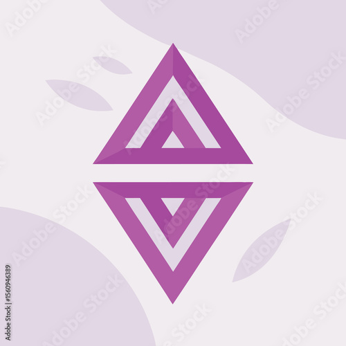 Abstract geometric design in pink with translucent overlays on a white background