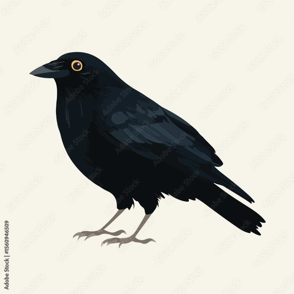 Fototapeta premium vector illustration of crow isolated in White Background, crow vector