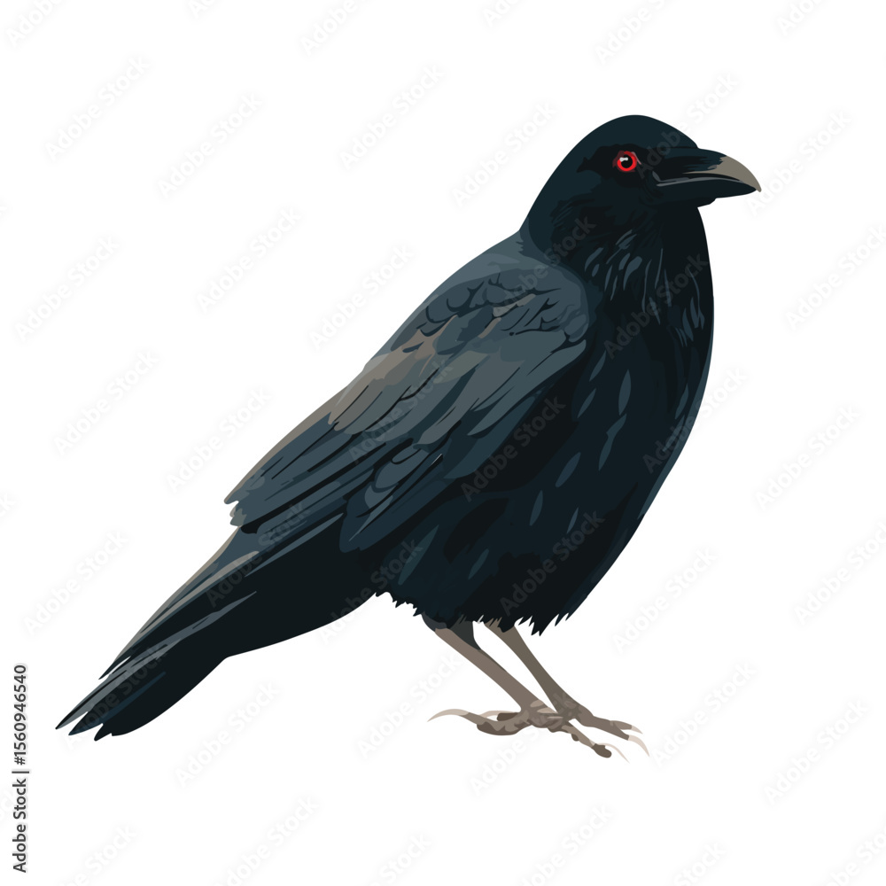 Fototapeta premium vector illustration of crow isolated in White Background, crow vector